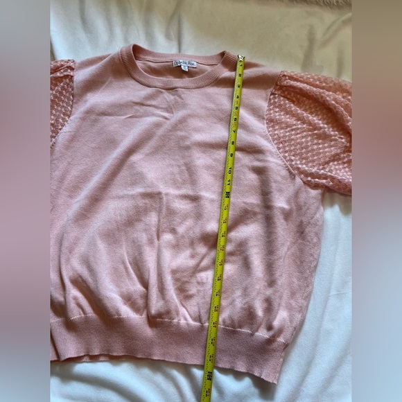 Pink Knit Top with Textured Lace Sleeves Size 3X - Picture 10 of 10